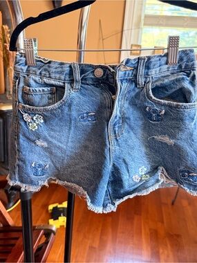 Zara Blue Embroidered Denim Kids Shorts